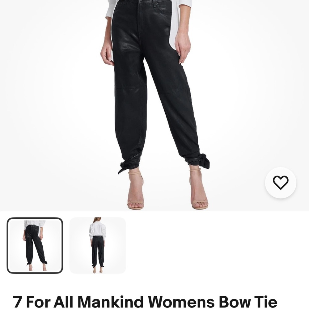 7 For All Mankind Metallic Black Bow Tie Jean Pants